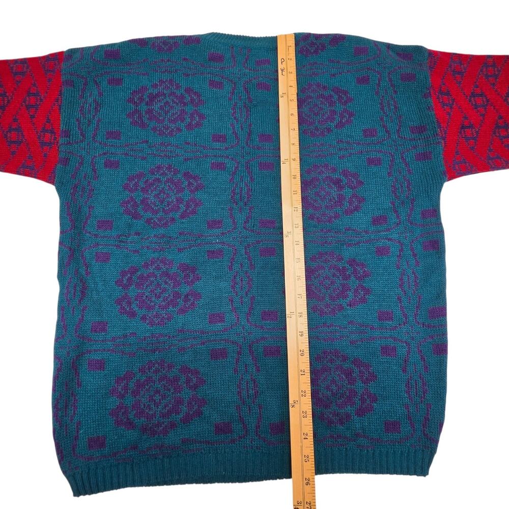 80s/90s Vintage Justine Todd Vintage Multicolor Pullover Sweater Plus Size 1X - Picture 5 of 8